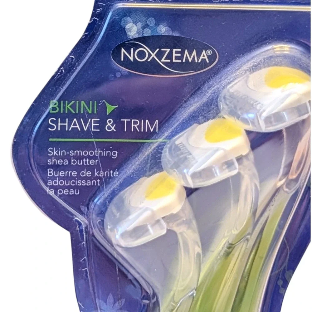Noxzema Bikini Shave & Trim 3 Disposable Razors with Shea Butter‎ Green